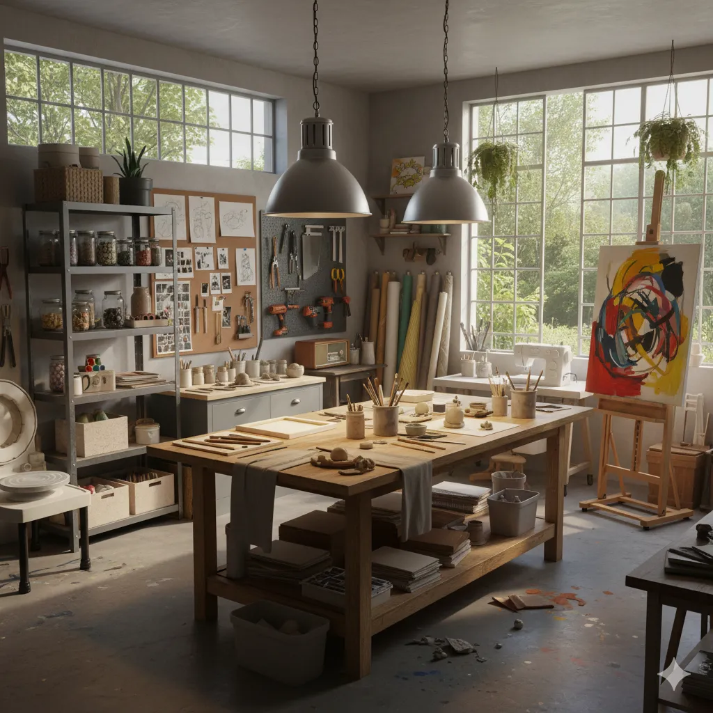 Workshop area for creative projects